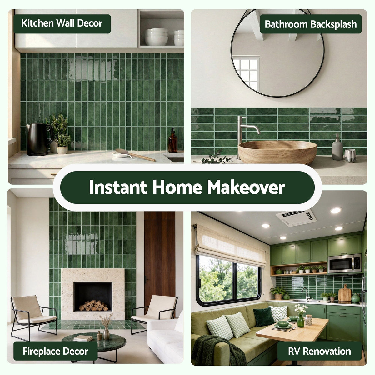 Artiss 3D Peel and Stick Wall Tiles Self Adhesive LinearGrid Backsplash 10 Sheets, Green-Home &amp; Garden > Decor > Wallpaper-PEROZ Accessories