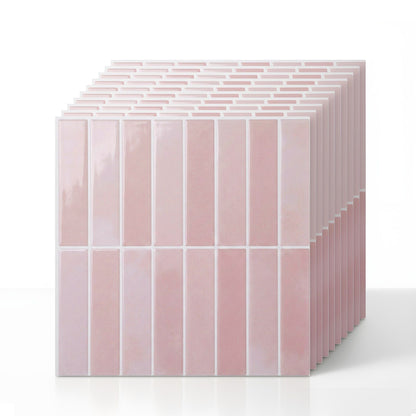 Artiss 3D Peel and Stick Wall Tiles Self Adhesive LinearGrid Backsplash 10 Sheets, Pink-Home &amp; Garden > Decor > Wallpaper-PEROZ Accessories