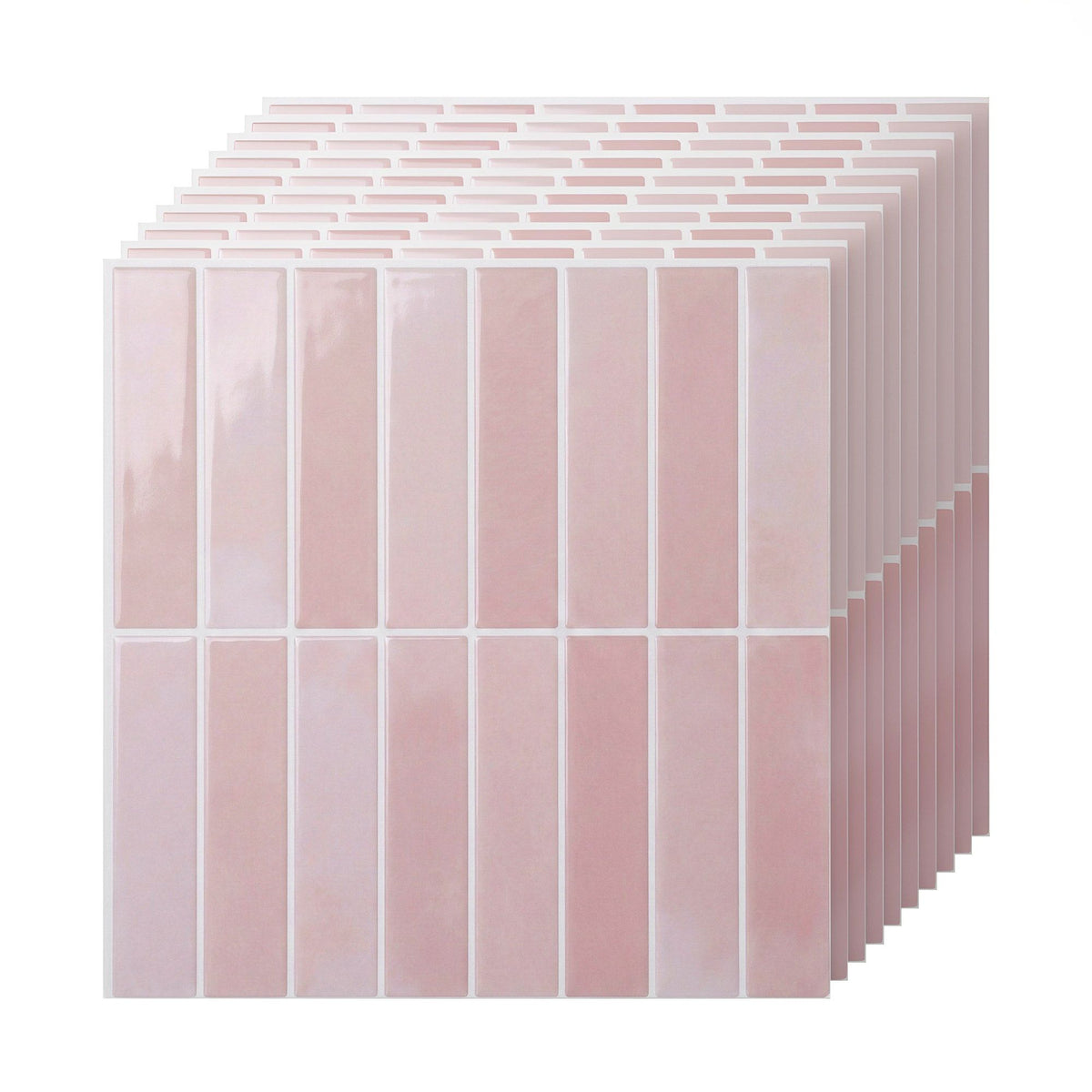 Artiss 3D Peel and Stick Wall Tiles Self Adhesive LinearGrid Backsplash 10 Sheets, Pink-Home &amp; Garden > Decor > Wallpaper-PEROZ Accessories