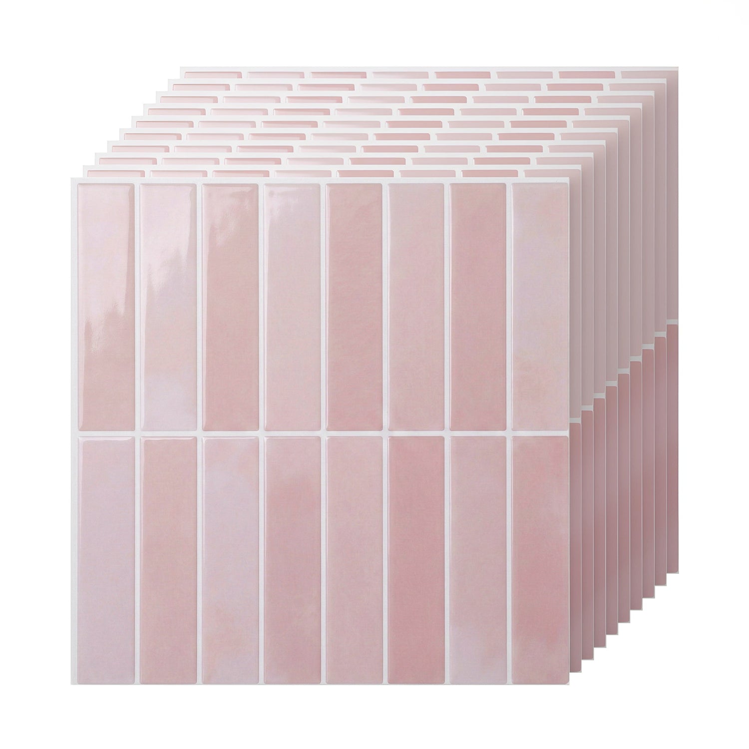 Artiss 3D Peel and Stick Wall Tiles Self Adhesive LinearGrid Backsplash 10 Sheets, Pink-Home &amp; Garden > Decor > Wallpaper-PEROZ Accessories
