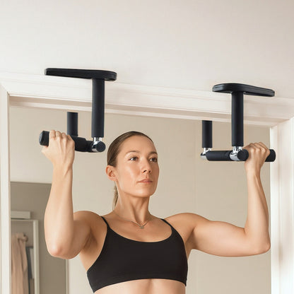 Everfit 2Pcs/Set Pull Up Bar Portable Foldable Dip Station Multi Gym 120kg Home Power Station Black-Sports &amp; Fitness &gt; Exercise, Gym &amp; Fitness &gt; Free Weights-PEROZ Accessories