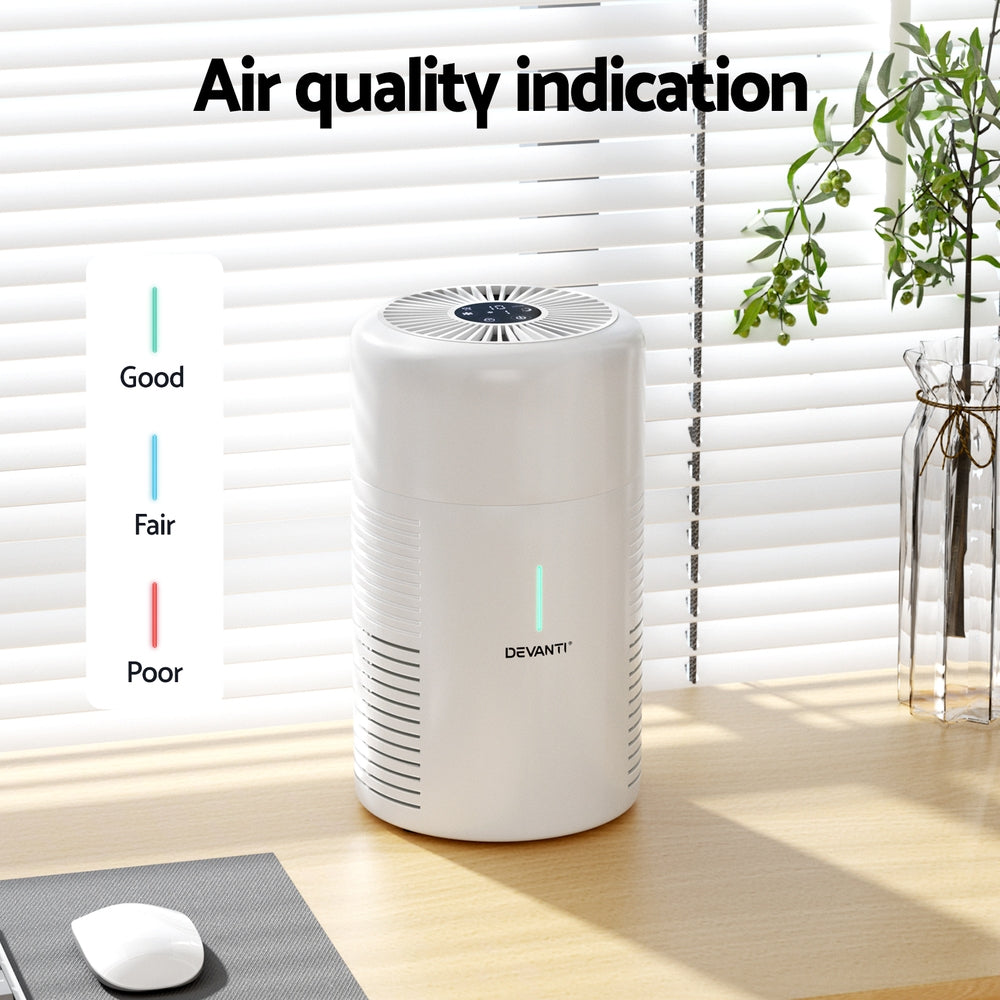 Devanti Air Purifier HEPA Filter Home Purifiers Dust Sensor PM2.5 Remover-Appliances &gt; Aroma Diffusers &amp; Humidifiers-PEROZ Accessories