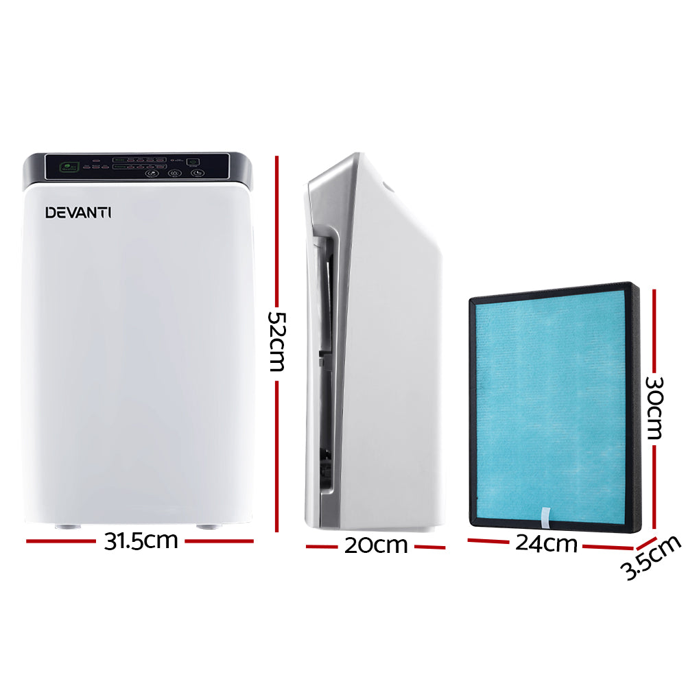 Devanti Air Purifier 4 Stage HEPA w/Replacement Filter-Air Purifiers-PEROZ Accessories
