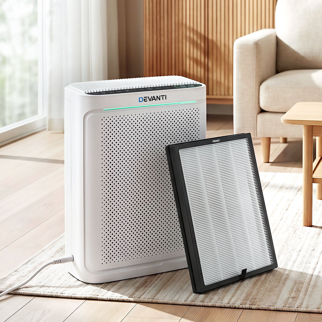 Devanti Air Purifier H12 HEPA Cleaner PM2.5 Display Spare Filter White-Appliances > Aroma Diffusers &amp; Humidifiers > Purifiers-PEROZ Accessories