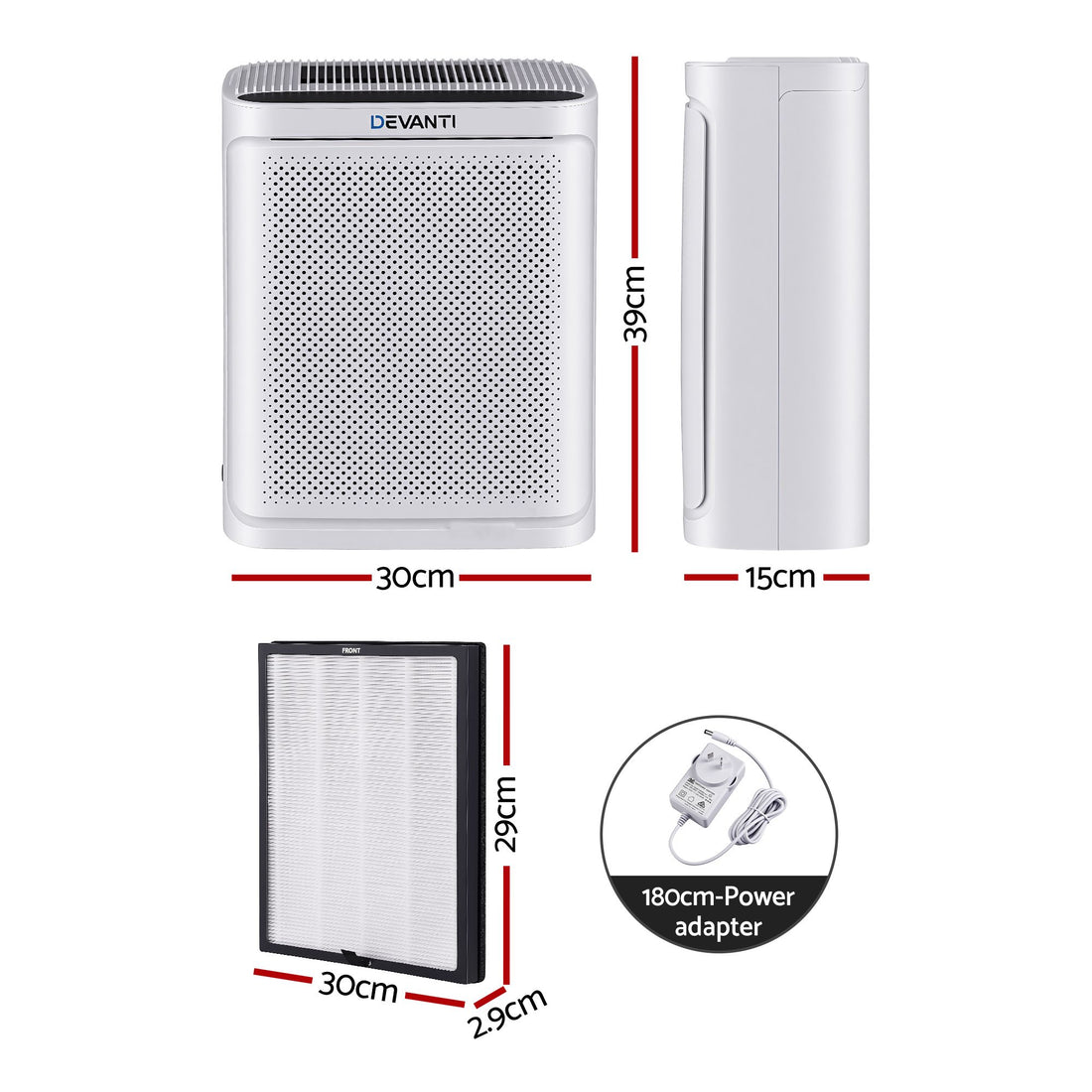 Devanti Air Purifier H12 HEPA Cleaner PM2.5 Display Spare Filter White-Appliances > Aroma Diffusers &amp; Humidifiers > Purifiers-PEROZ Accessories