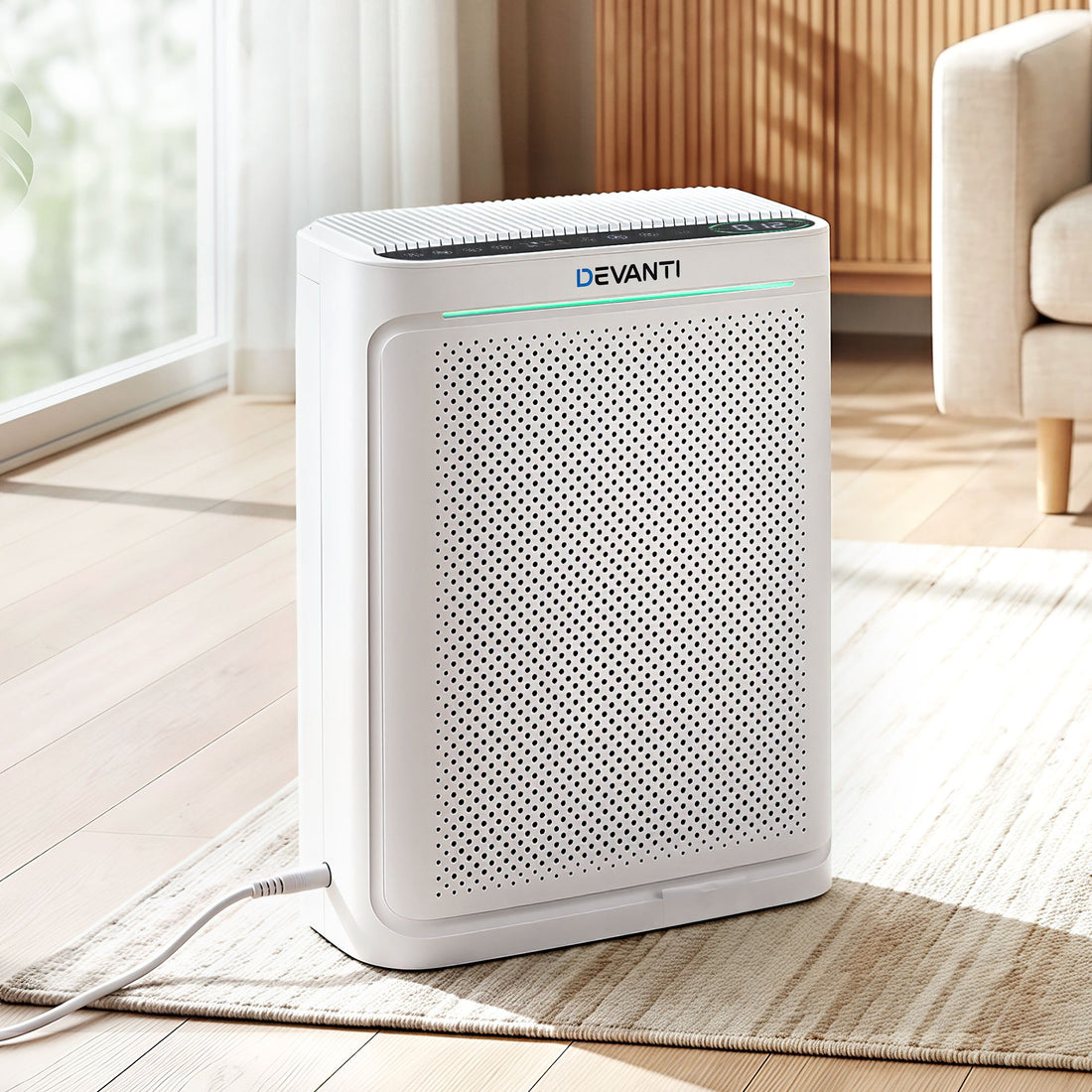 Devanti Air Purifier HEPA Air Cleaner Digital Display Bedroom White-Appliances > Aroma Diffusers &amp; Humidifiers > Purifiers-PEROZ Accessories