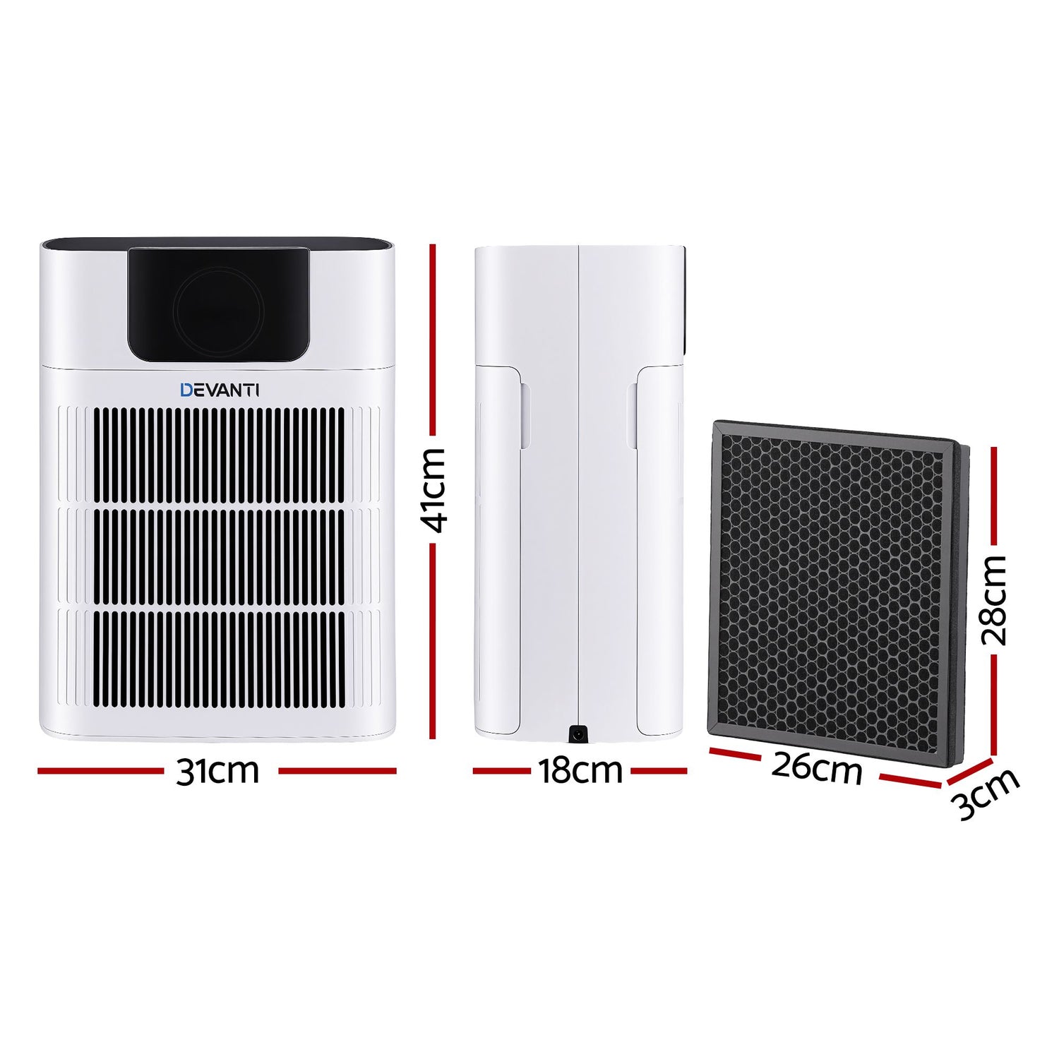 Devanti Pet Air Purifier H12 HEPA Filter Cleaner Replacement Filter White