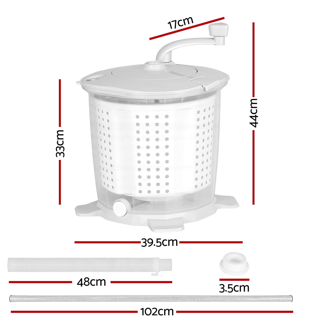 Devanti Portable Washing Machine Manual Spin Dryer Compact for Camping Caravan Apartment-Appliances > Washers, Dryers &amp; Irons > Washing Machines-PEROZ Accessories