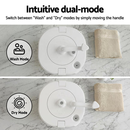 Devanti Portable Washing Machine Manual Spin Dryer Compact for Camping Caravan Apartment-Appliances > Washers, Dryers &amp; Irons > Washing Machines-PEROZ Accessories