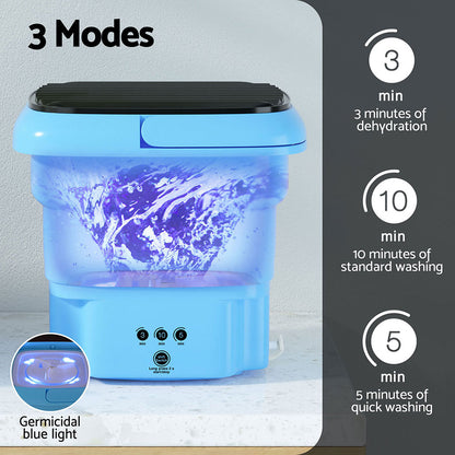 Devanti Portable Washing Machine 4.5L Blue-Appliances &gt; Washers &amp; Dryers-PEROZ Accessories