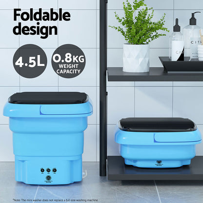 Devanti Portable Washing Machine 4.5L Blue-Appliances &gt; Washers &amp; Dryers-PEROZ Accessories