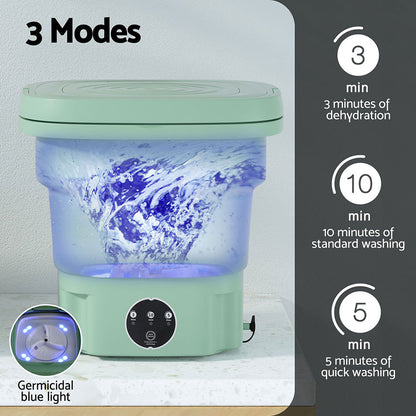 Devanti Portable Washing Machine 8L Green-Appliances &gt; Washers &amp; Dryers-PEROZ Accessories