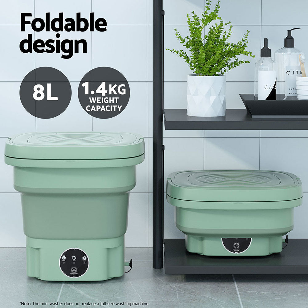 Devanti Portable Washing Machine 8L Green-Appliances &gt; Washers &amp; Dryers-PEROZ Accessories