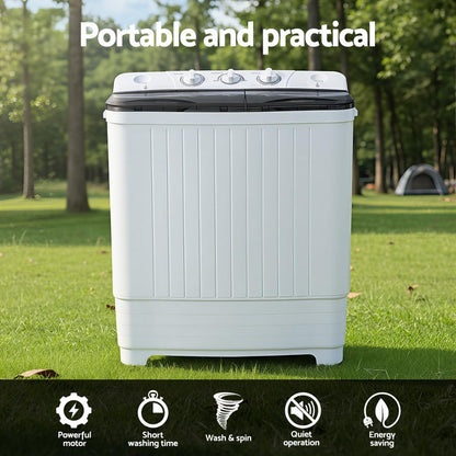 Devanti Portable Washing Machine Twin Tub 4.5KG-Appliances > Washers, Dryers &amp; Irons > Washing Machines-PEROZ Accessories