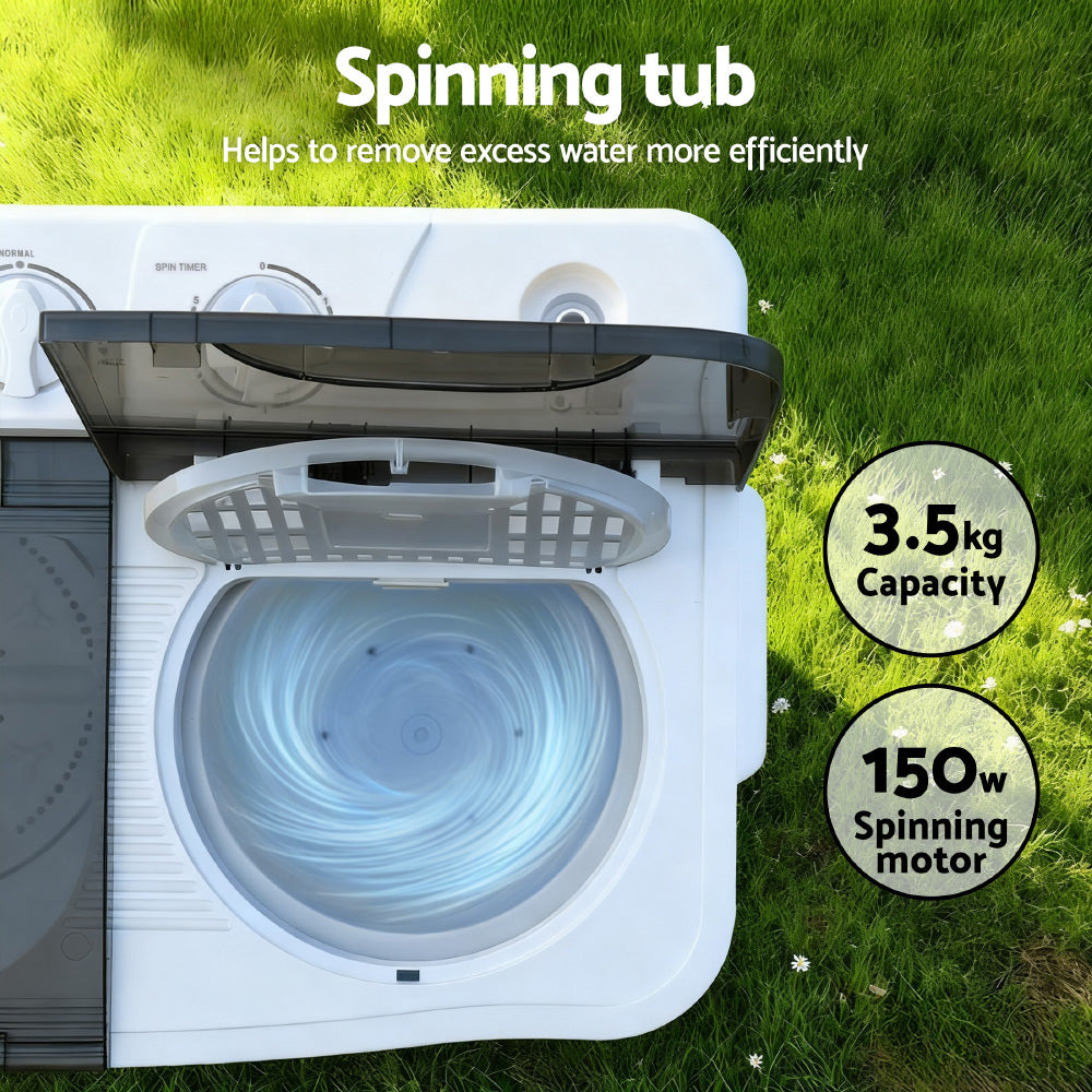 Devanti Portable Washing Machine Twin Tub 4.5KG-Appliances > Washers, Dryers &amp; Irons > Washing Machines-PEROZ Accessories