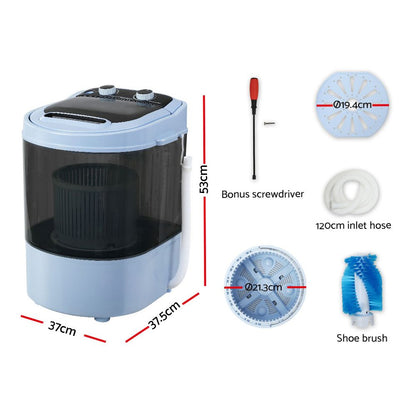 Devanti Portable Washing Machine 3KG Black-Washing Machines-PEROZ Accessories