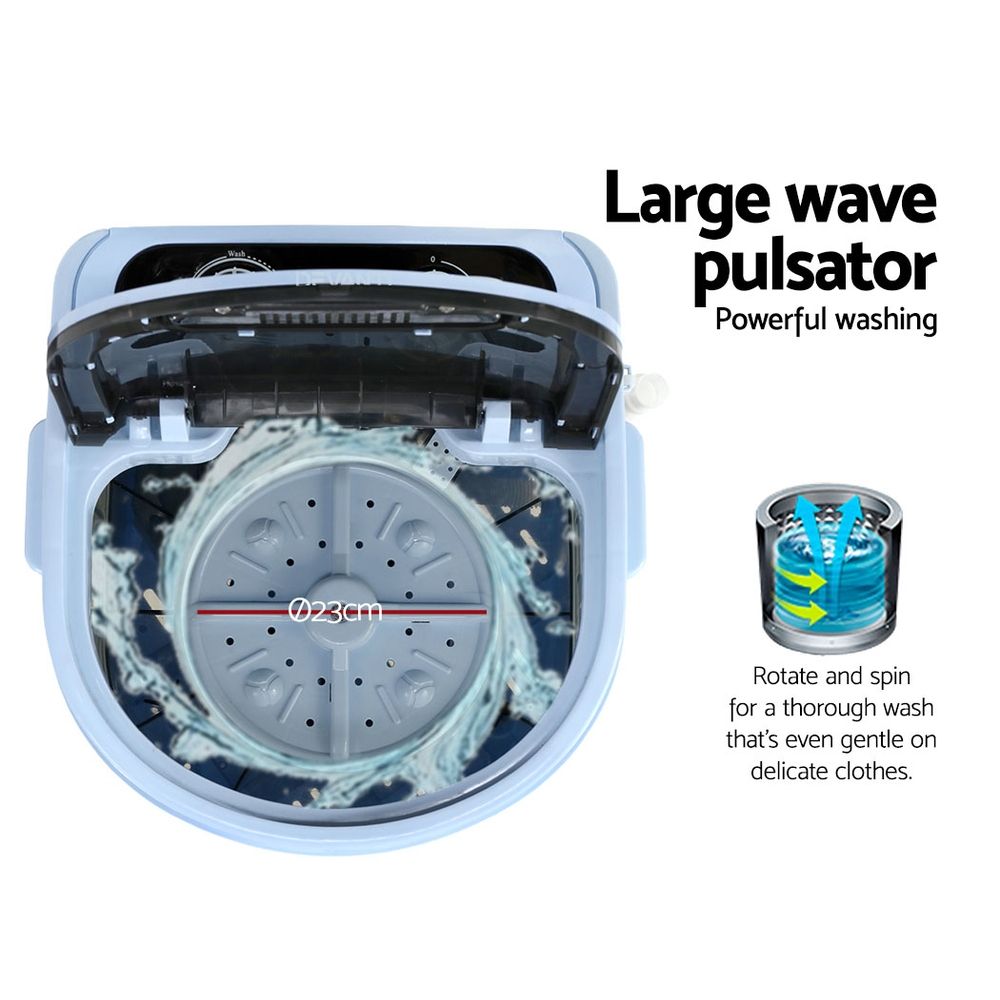 Devanti Portable Washing Machine 3KG Black-Washing Machines-PEROZ Accessories