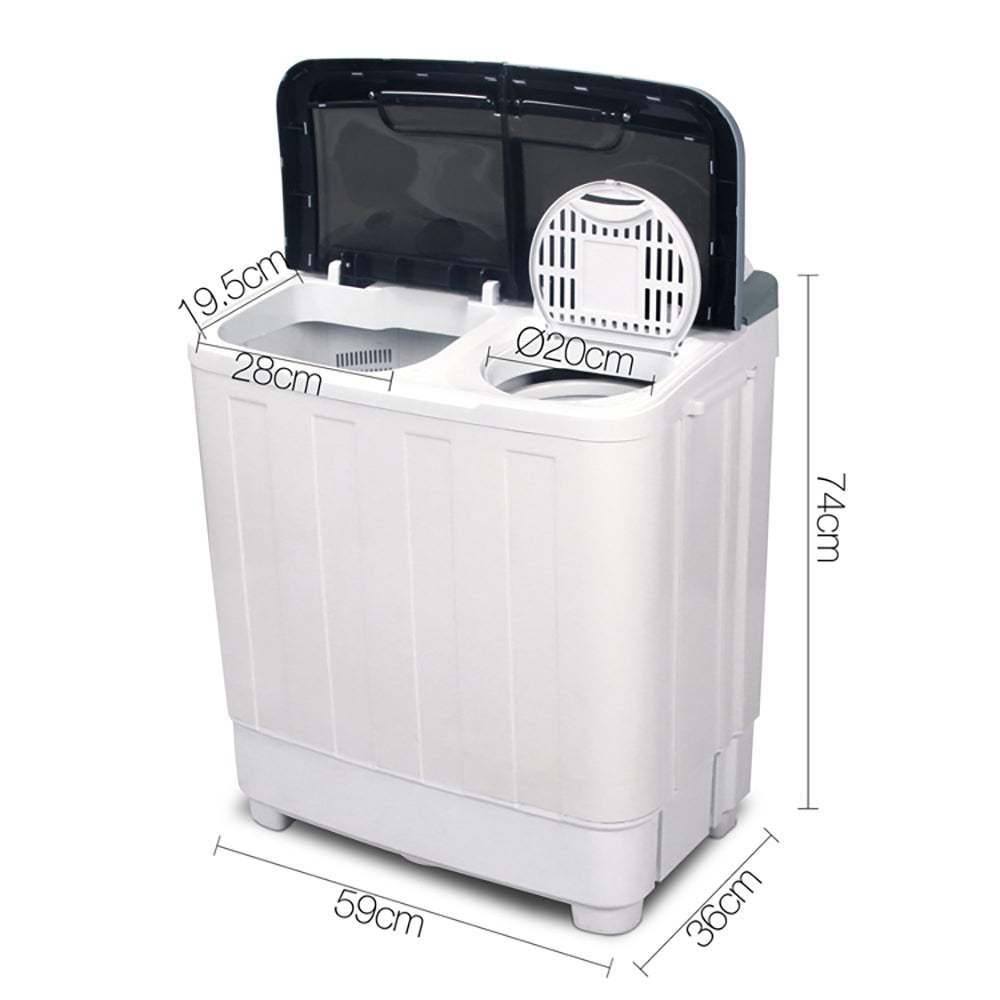 Devanti Portable Washing Machine Twin Tub 4.6KG White-Washing Machines-PEROZ Accessories