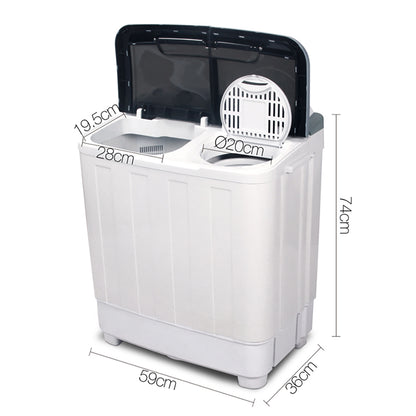Devanti Portable Washing Machine Twin Tub 4.6KG White-Washing Machines-PEROZ Accessories