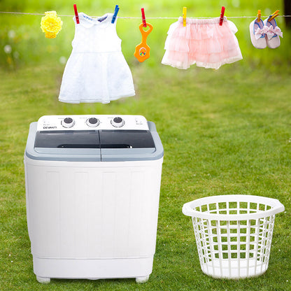 Devanti Portable Washing Machine Twin Tub 4.6KG White-Washing Machines-PEROZ Accessories