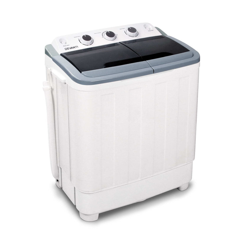 Devanti Portable Washing Machine Twin Tub 5KG White-Washing Machines-PEROZ Accessories