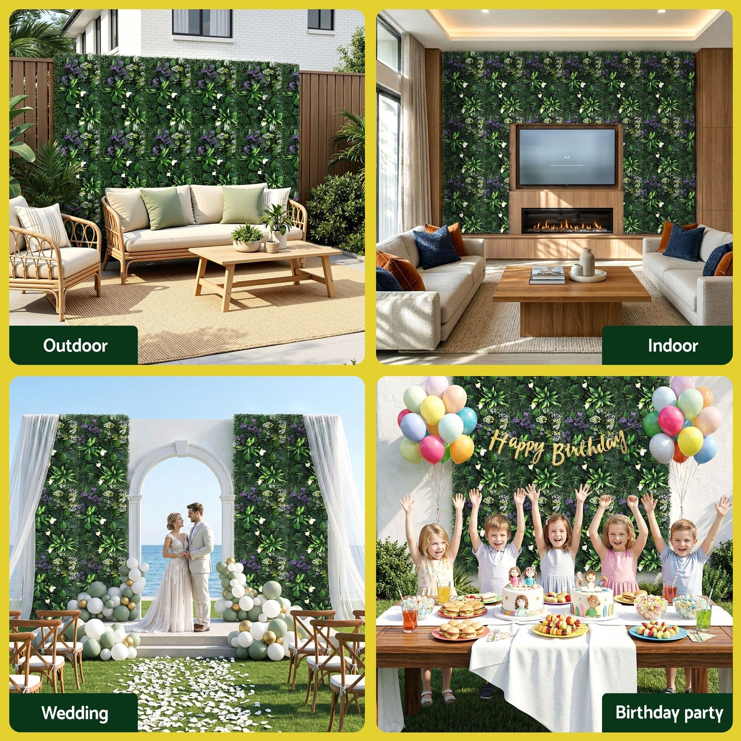 Gardeon 4PCS Artificial Plant Wall Panels 40X60CM Boxwood Panel Hedge Grass Backdrop Backyard Green Decor-Home &amp; Garden > Artificial Plants > Artificial Wall Plants-PEROZ Accessories