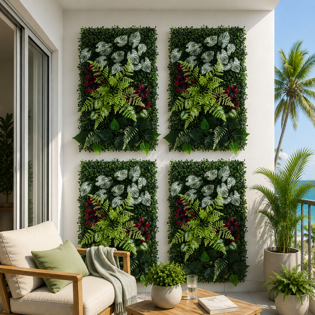Gardeon 4PCS Artificial Plant Wall Panels 40X60CM Boxwood Panel Flower Backdrop Backyard Green Decor-Home &amp; Garden > Artificial Plants > Artificial Wall Plants-PEROZ Accessories