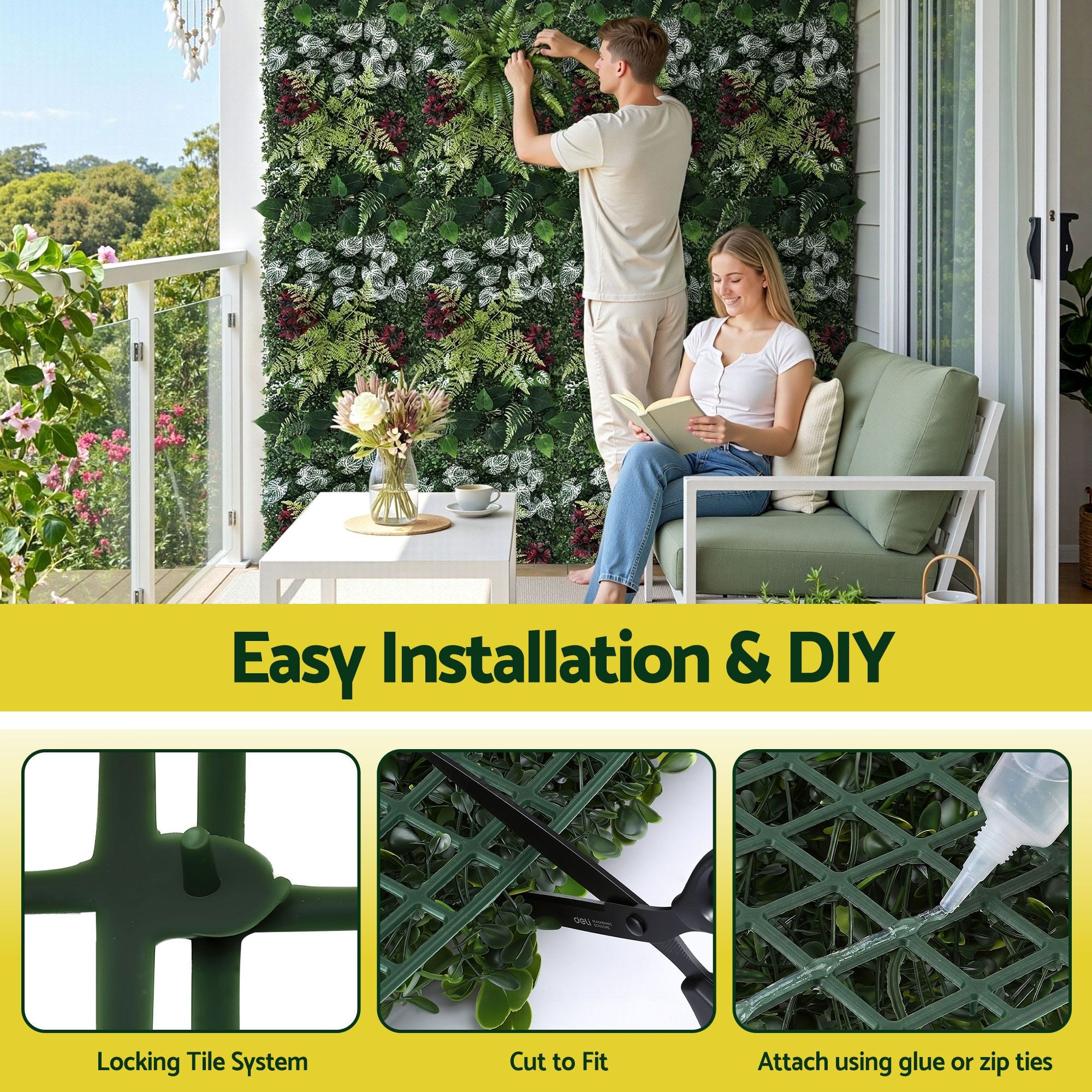 Gardeon 4PCS Artificial Plant Wall Panels 40X60CM Boxwood Panel Flower Backdrop Backyard Green Decor-Home &amp; Garden > Artificial Plants > Artificial Wall Plants-PEROZ Accessories