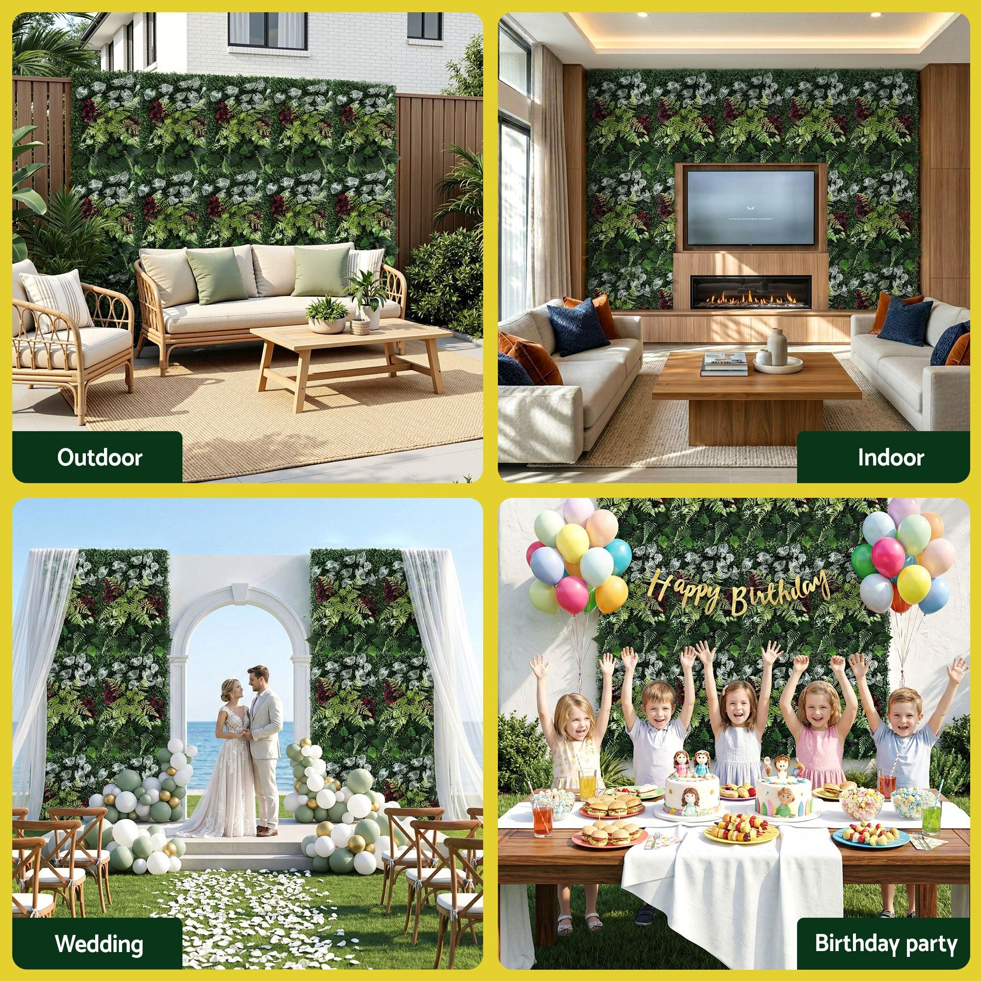 Gardeon 4PCS Artificial Plant Wall Panels 40X60CM Boxwood Panel Flower Backdrop Backyard Green Decor-Home &amp; Garden > Artificial Plants > Artificial Wall Plants-PEROZ Accessories