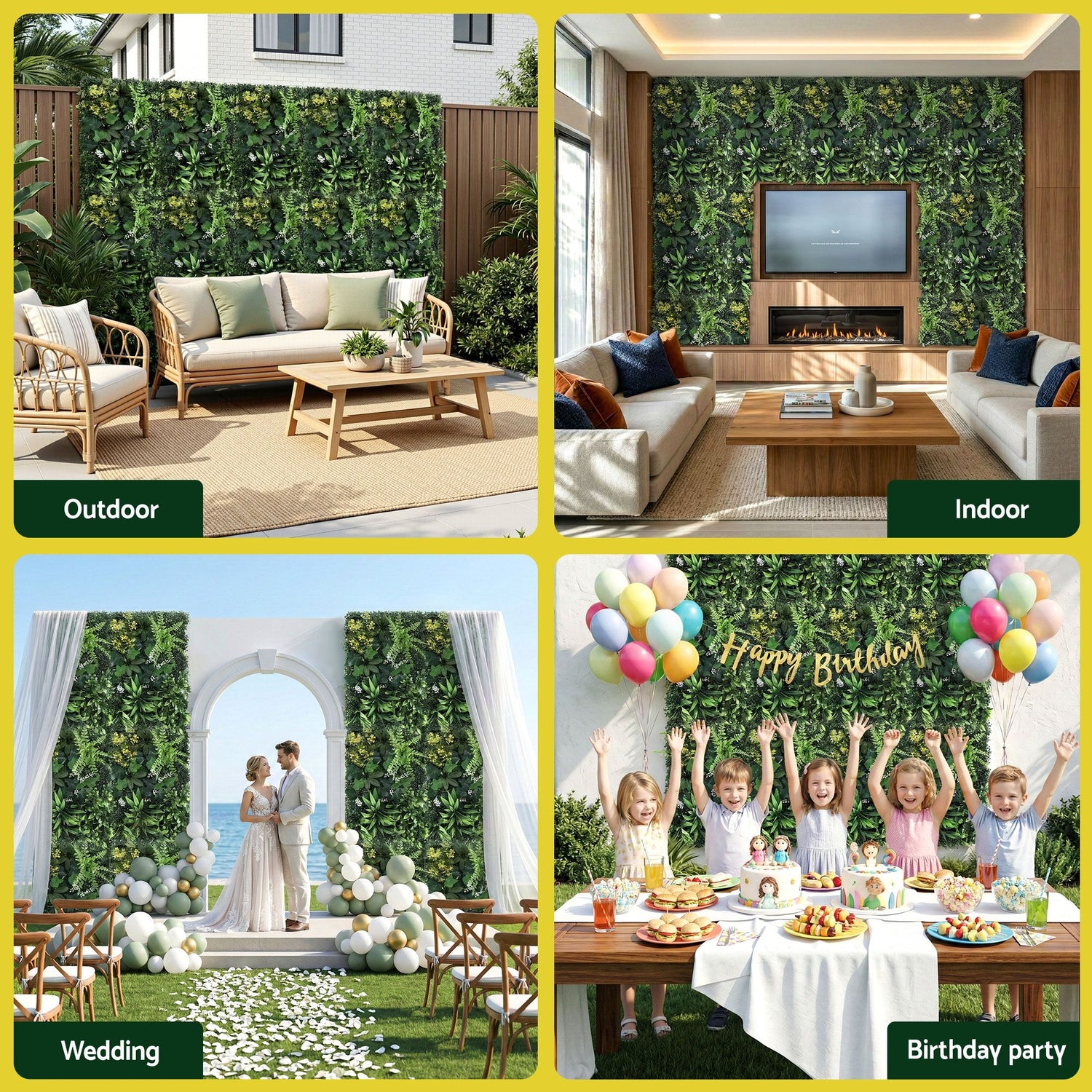 Gardeon 4PCS Artificial Plant Wall Panels 40X60CM Boxwood Panel Backyard Hedge Grass Backdrop Green Decor-Home &amp; Garden > Artificial Plants > Artificial Wall Plants-PEROZ Accessories