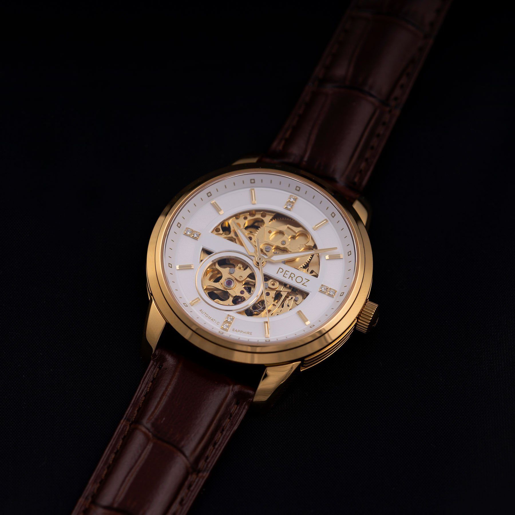 Shop Peroz-Brown Leather -Automatic-Watch for Men in Australia