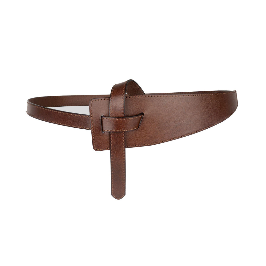 Peroz Ivy Brown Leather Knot Belt for Women