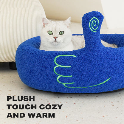 Pet Calming Bed Warm Soft Plush Round Cat Dog Nest Comfy Sleeping Gesture Bed-Pet Care > Dog Supplies > Dog Beds-PEROZ Accessories