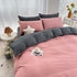 Pink and Grey 4-Piece Cotton Bedding Set - Fits 1.5m/1.8m Beds (Duvet Cover 200x230cm, Bed Sheet 230x250cm)-Home & Garden > Bedding > Duvet Covers-PEROZ Accessories