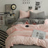 Pink-grey 1.5m Bed Fitted Sheet Set with 200x230cm Duvet Cover - 4-Piece Bedding Set-Home & Garden > Bedding > Bed Sheets-PEROZ Accessories