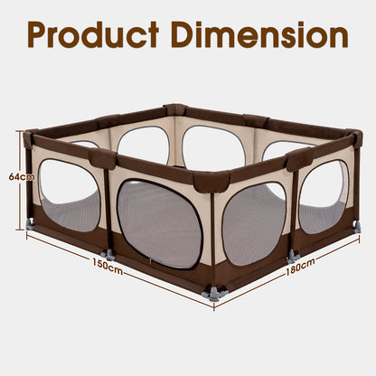 Playpals Baby Playpen Kids Safety Gate 150x180cm-Kid Playpens-PEROZ Accessories