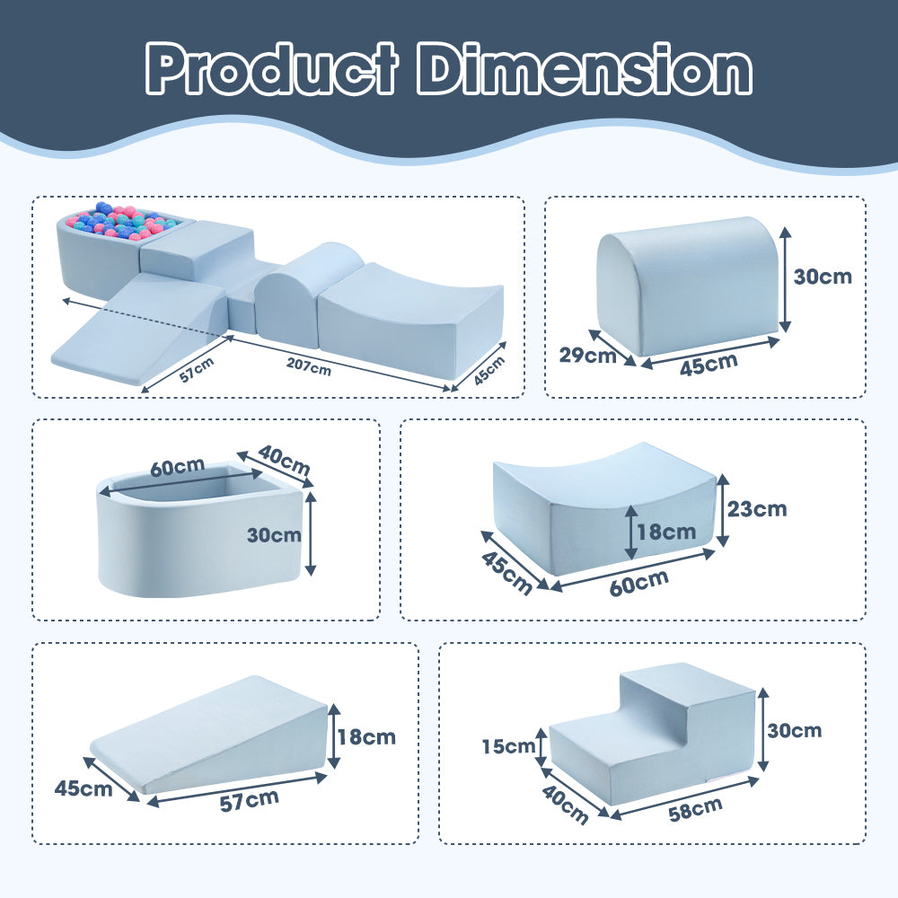 Playpals Kids Climb Crawl Foam Play Set 5PC Blue-Foam Play Sets-PEROZ Accessories