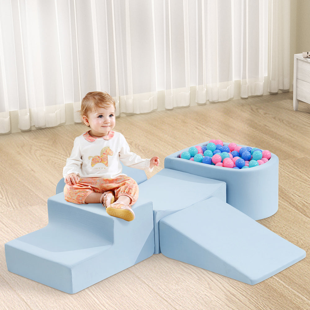Playpals Kids Climb Crawl Foam Play Set 5PC Blue-Foam Play Sets-PEROZ Accessories