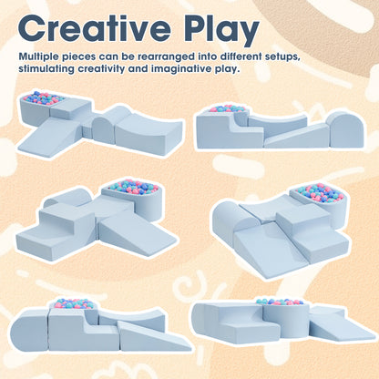 Playpals Kids Climb Crawl Foam Play Set 5PC Blue-Foam Play Sets-PEROZ Accessories