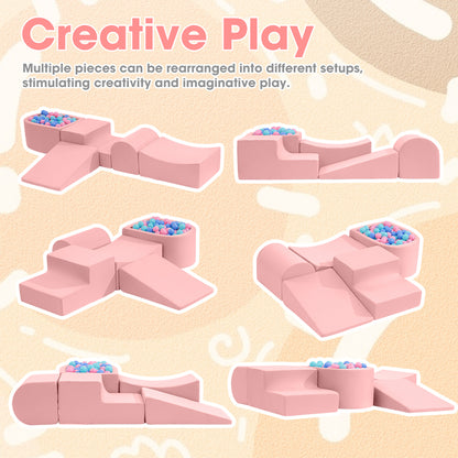 Playpals Kids Climb Crawl Foam Play Set 5PC Pink-Foam Play Sets-PEROZ Accessories