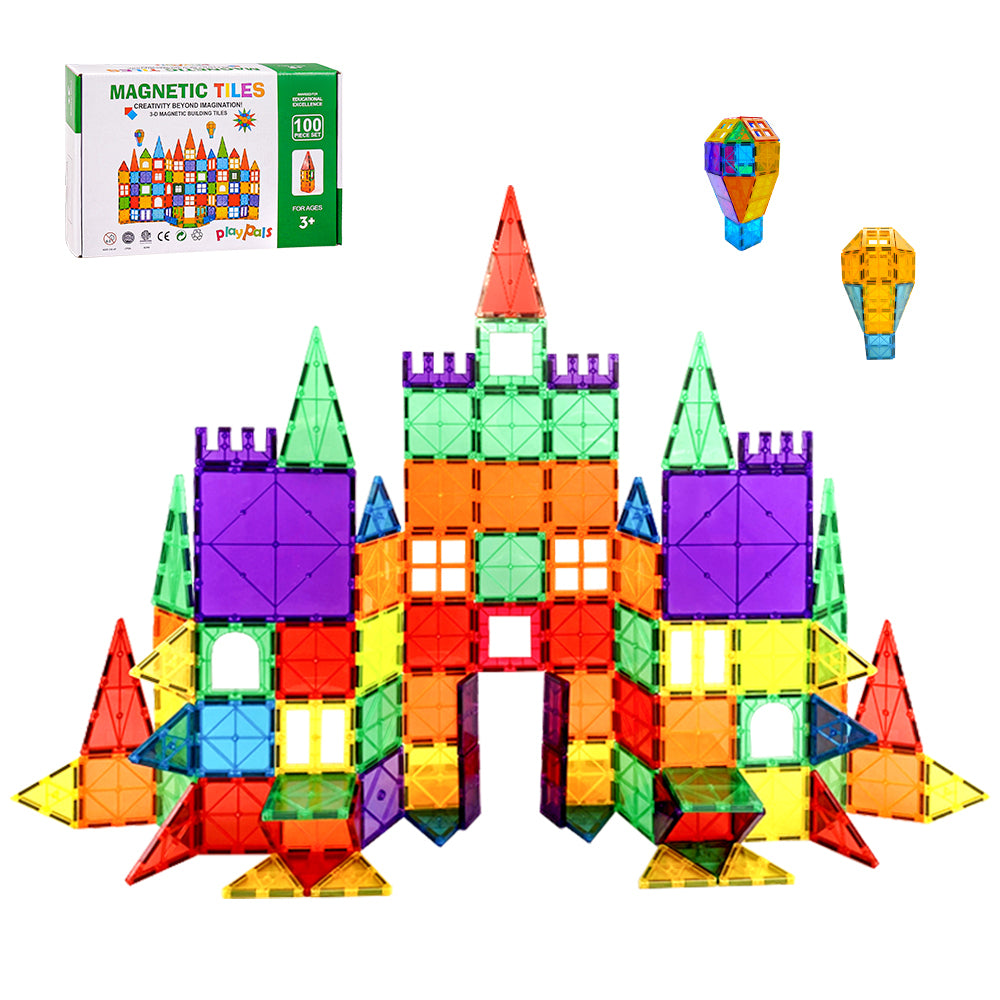 Playpals Kids Magnetic Tiles Blocks Building Educational Toys 100PCS-Kid Building Toys-PEROZ Accessories