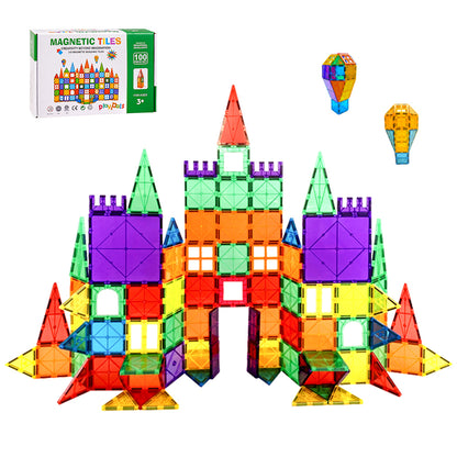Playpals Kids Magnetic Tiles Blocks Building Educational Toys 100PCS-Kid Building Toys-PEROZ Accessories