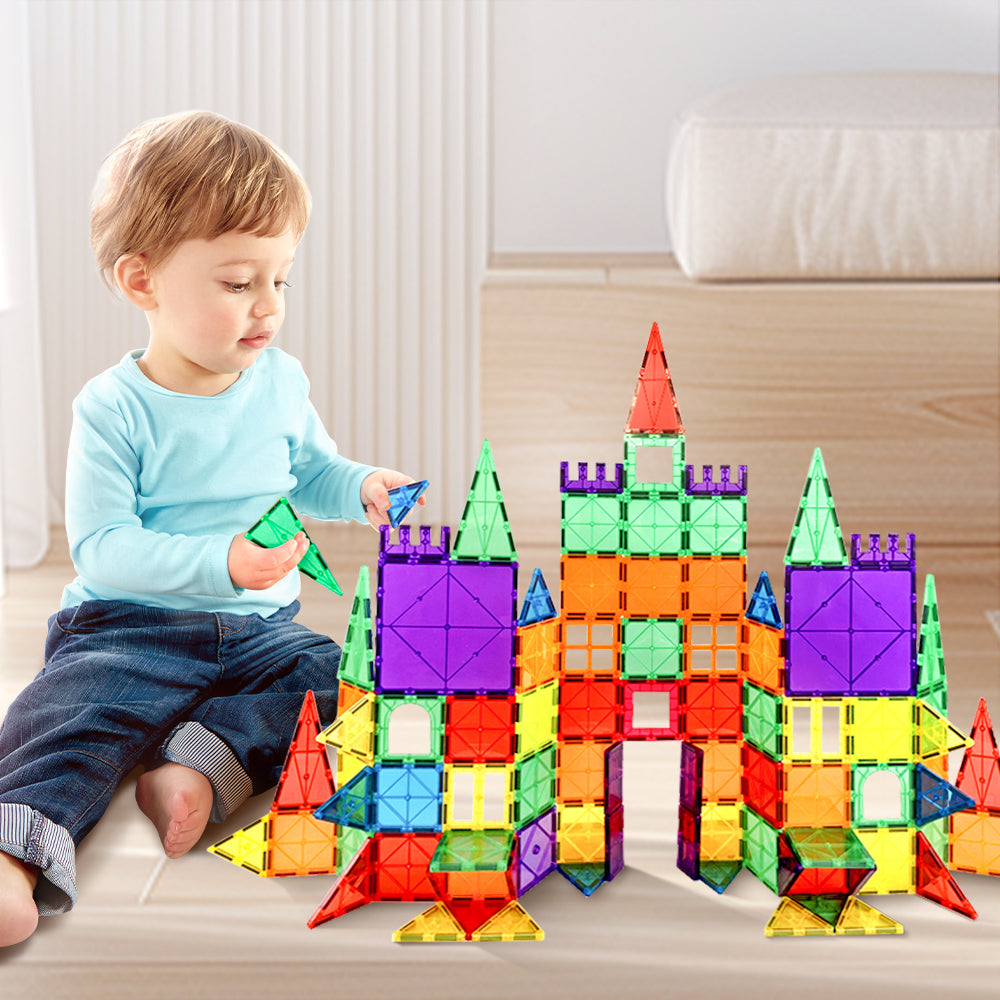 Playpals Kids Magnetic Tiles Blocks Building Educational Toys 120PCS-Kid Building Toys-PEROZ Accessories