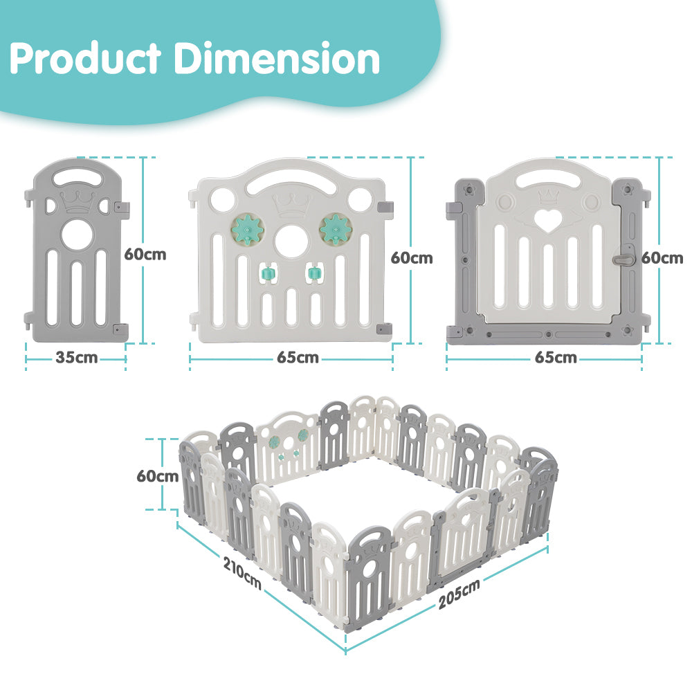 Playpals Kids Playpen Baby Safety Gate Toddler Fence 22 Panels-Kid Playpens-PEROZ Accessories