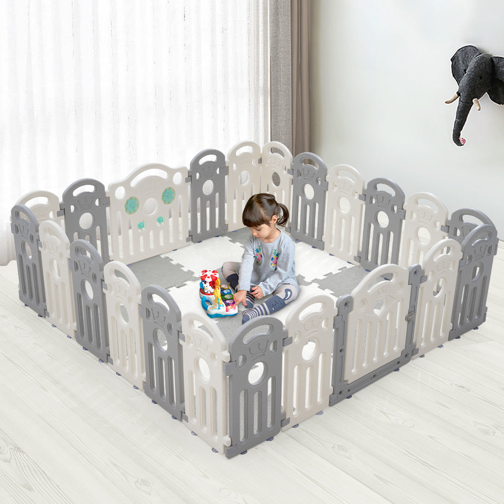 Playpals Kids Playpen Baby Safety Gate Toddler Fence 22 Panels-Kid Playpens-PEROZ Accessories