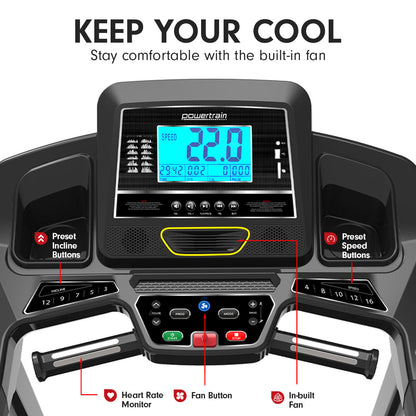 Powertrain K2000 Treadmill w/ Fan &amp; Auto Incline Speed 22km/h-Walking Pad-PEROZ Accessories