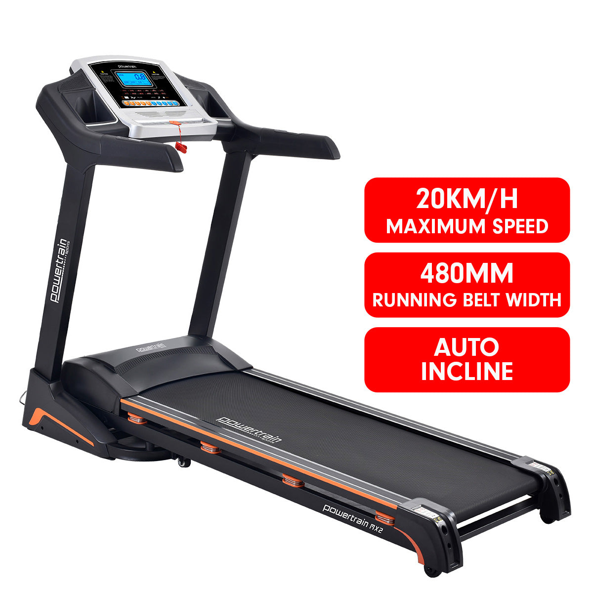 Powertrain MX2 Foldable Home Treadmill Auto Incline Cardio Running-Walking Pad-PEROZ Accessories