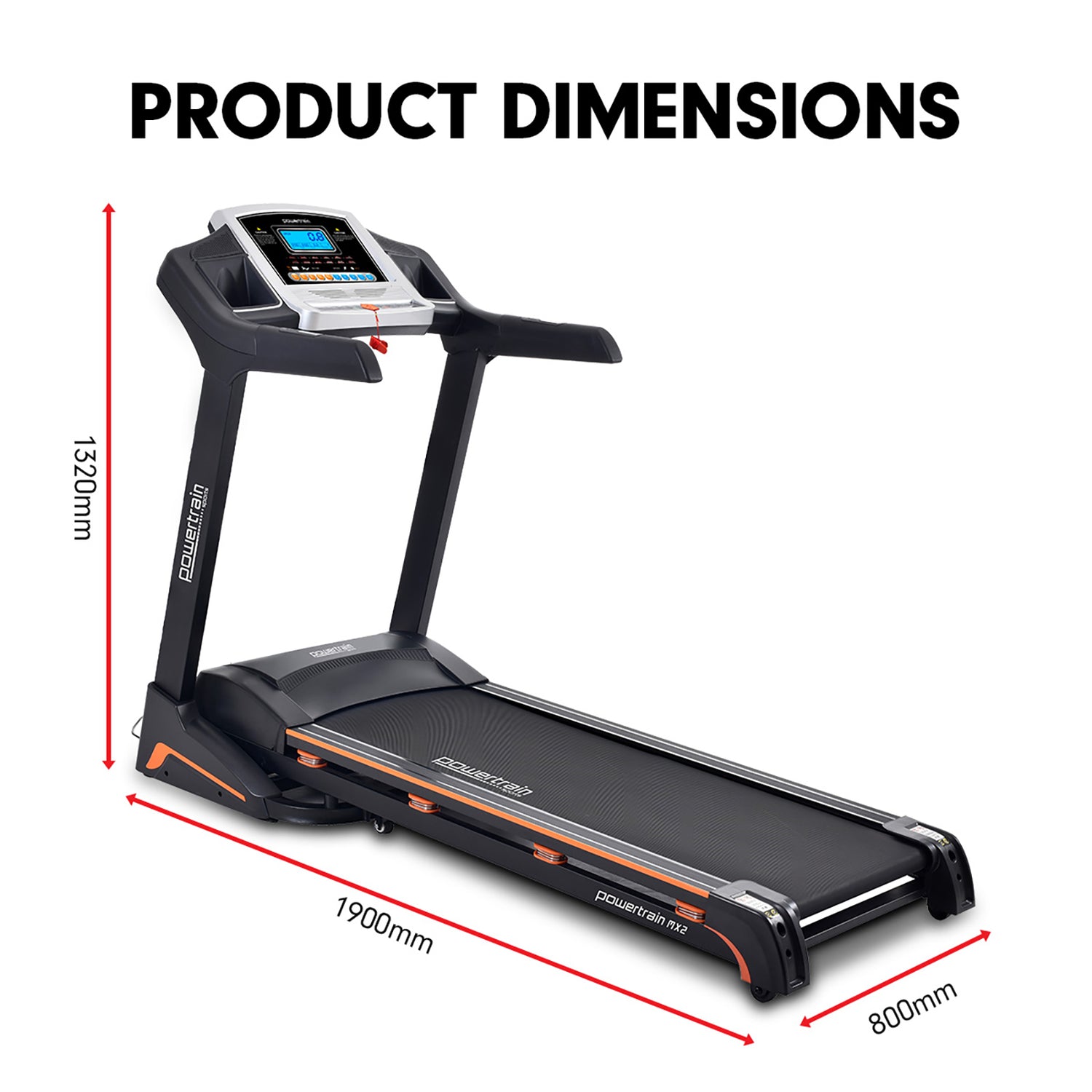 Powertrain MX2 Foldable Home Treadmill Auto Incline Cardio Running-Walking Pad-PEROZ Accessories