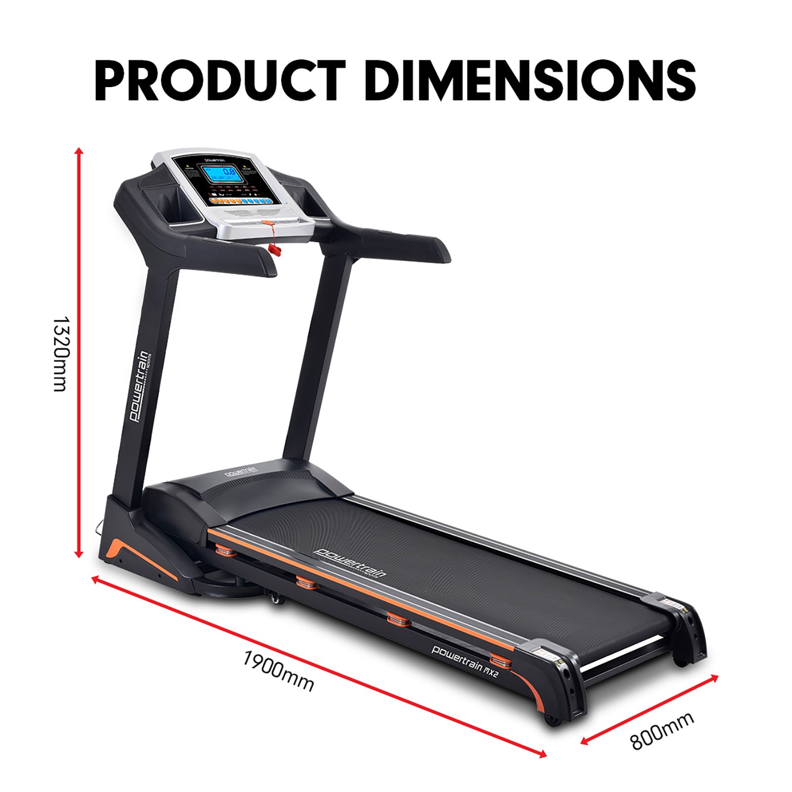 Powertrain MX2 Foldable Home Treadmill Auto Incline Cardio Running-Walking Pad-PEROZ Accessories