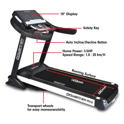 Powertrain MX3 Treadmill Performance Home Gym Cardio Machine-Walking Pad-PEROZ Accessories